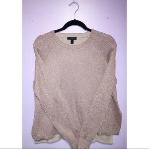 J Crew Tan Sparkly Slit Sweater